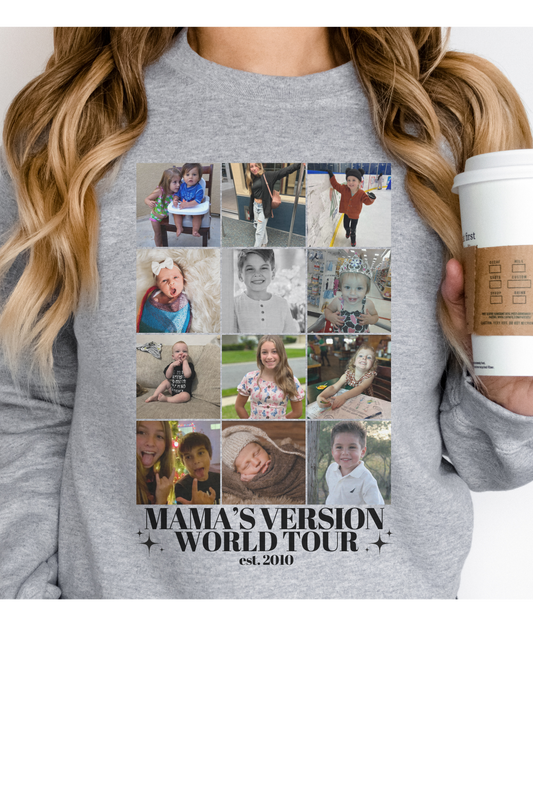 Custom Mama's Verison World Tour Photo Collage Crewneck Gifts for Mom Grandma Auntie