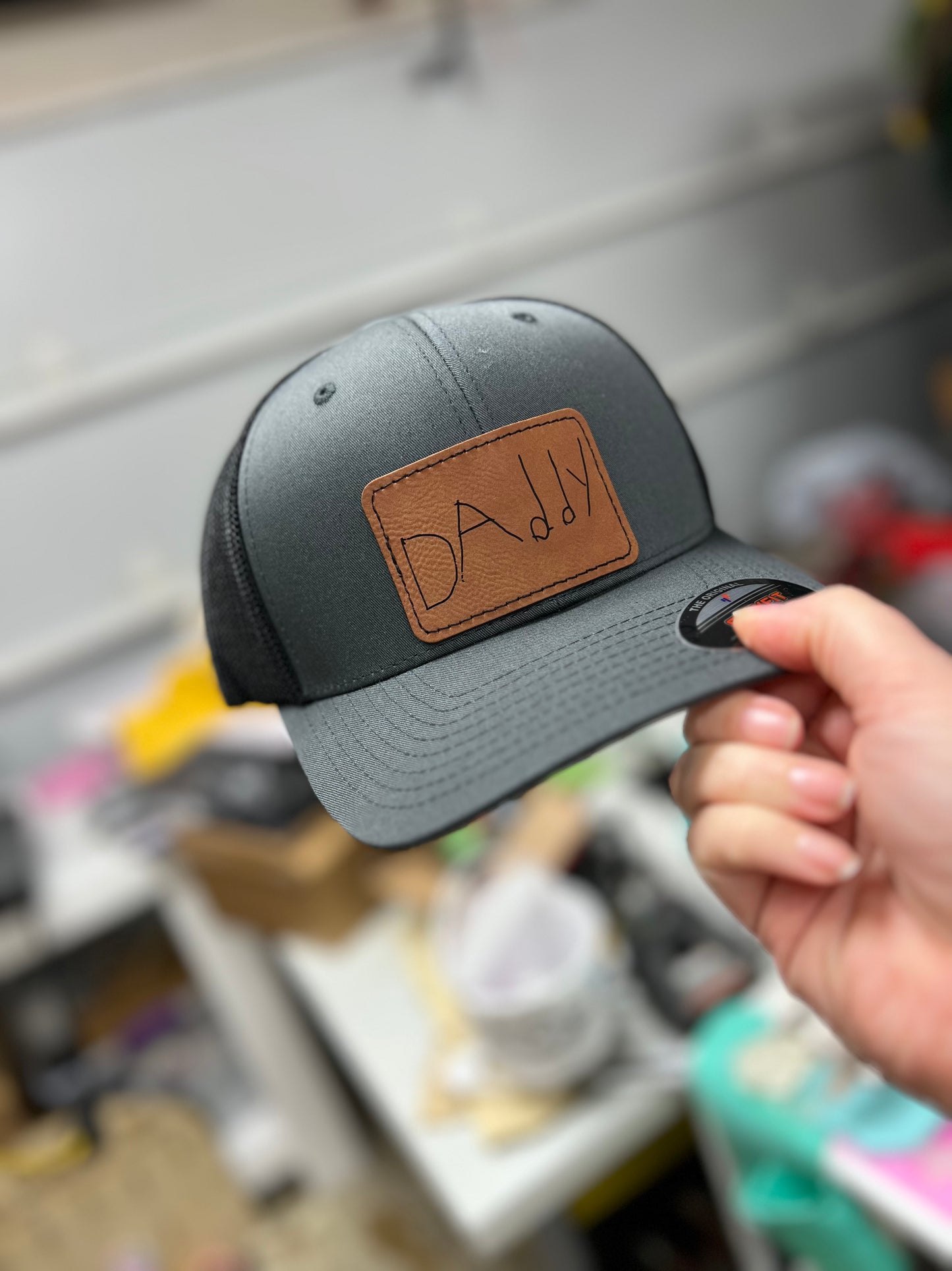 Custom laser engraved handwritten name  on Richardson 112 SnapBack Hat for Dad grandpa uncle gift