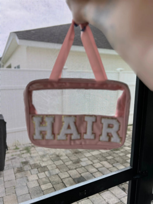 Hair Clear Bag - Pink Awkward Mama Designs